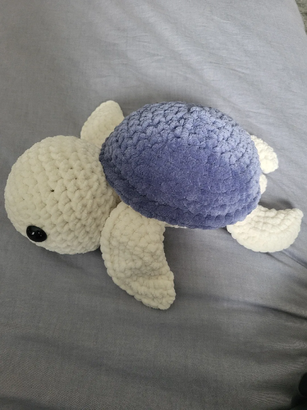 Handmade Crochet Turtle Plushie - Blue & White thumbnail