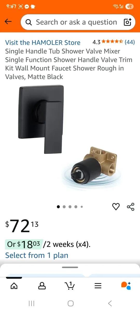 Matte Black Shower Valve Mixer Kit -New!!