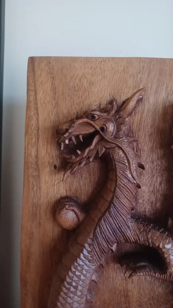 Vintage Teak Wooden Dragon Carving image indicator(2)