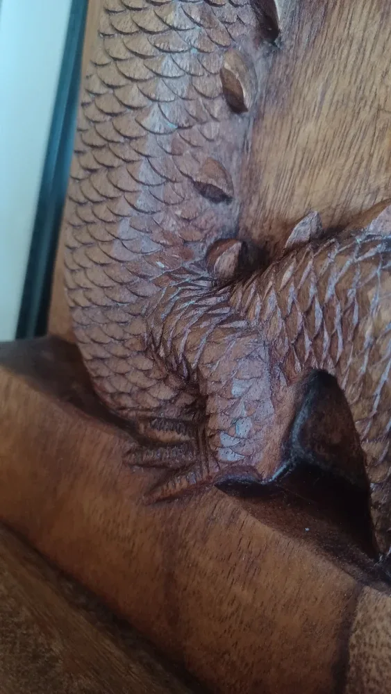 Vintage Teak Wooden Dragon Carving image indicator(3)