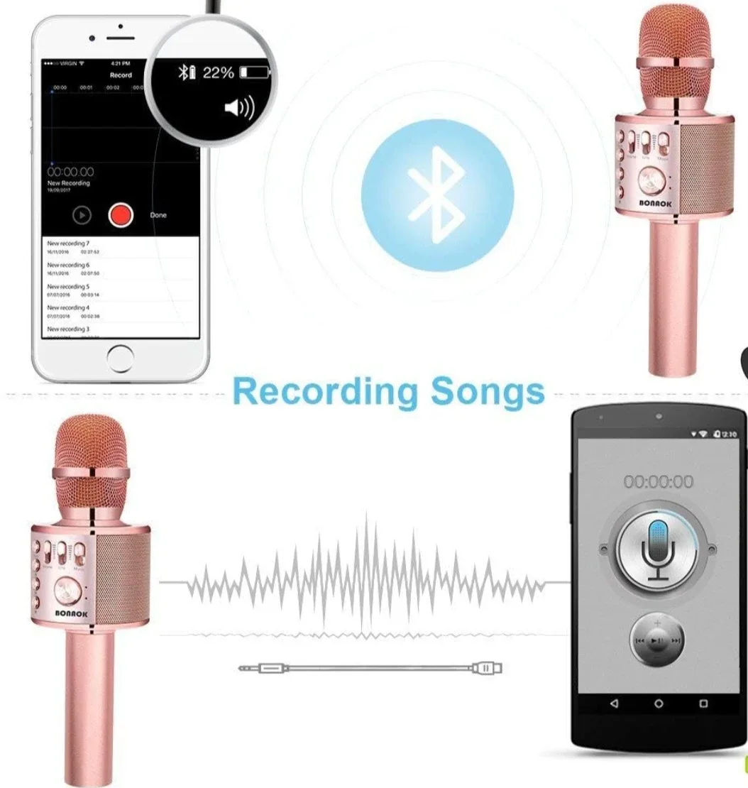 BONAOK Karaoke Microphone - Rose Gold image indicator(3)