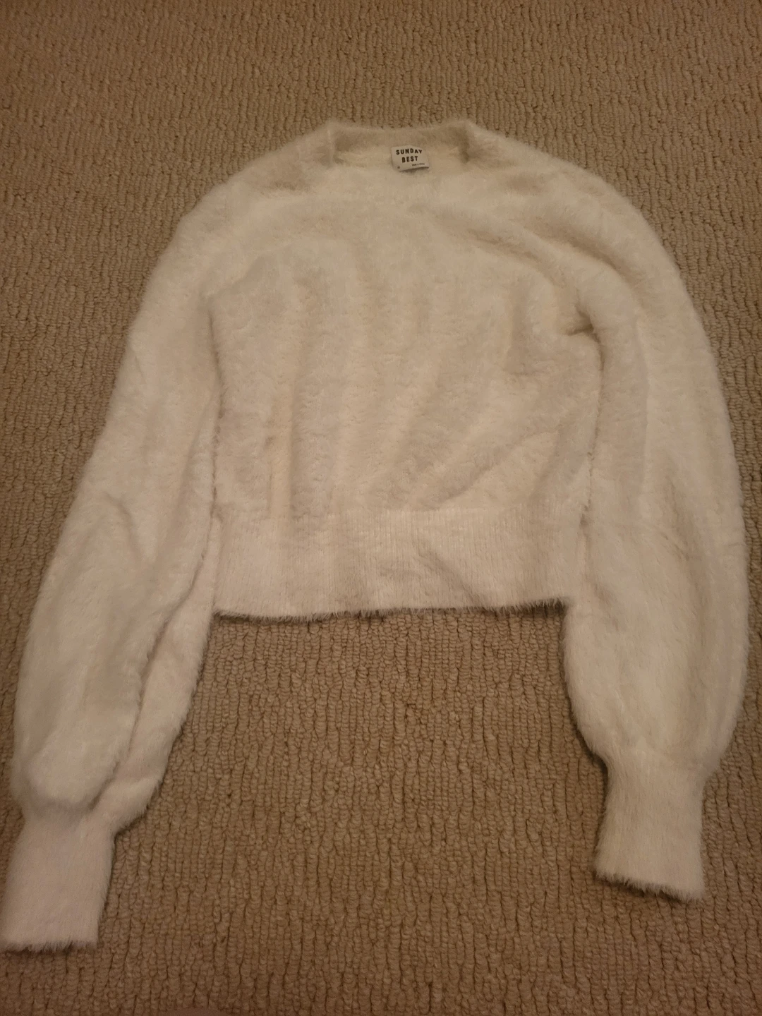 Sunday Best White Fuzzy Sweater - XS