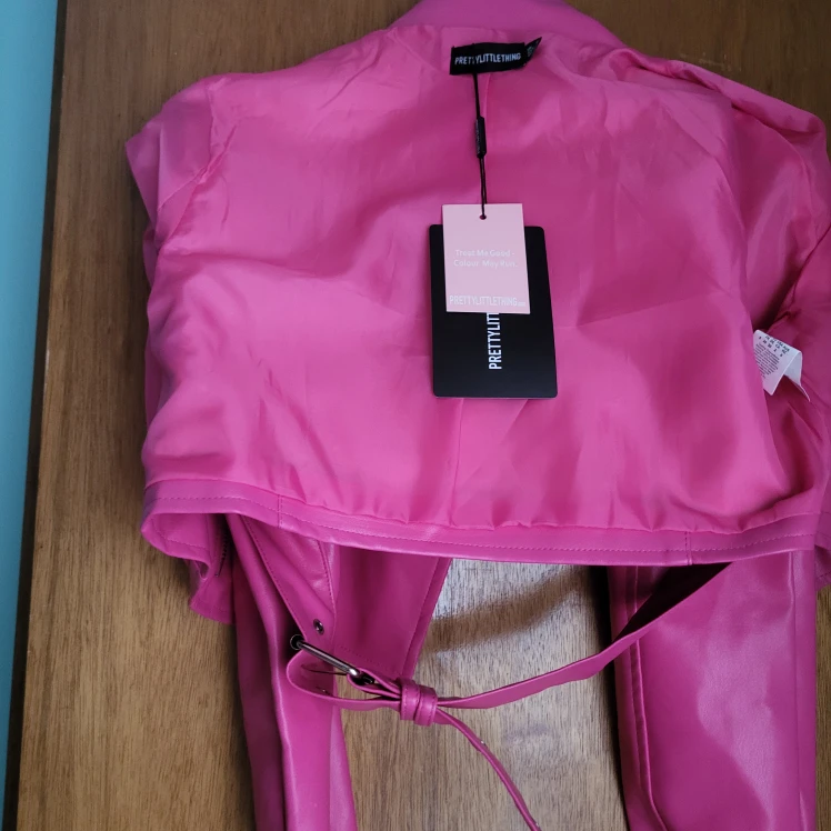 PrettyLittleThing Pink Faux Leather Biker Jacket - Size 6 - photo 3