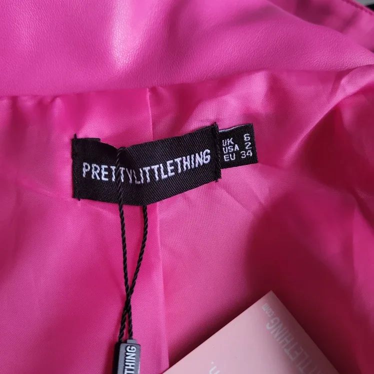 PrettyLittleThing Pink Faux Leather Biker Jacket - Size 6 image indicator(5)
