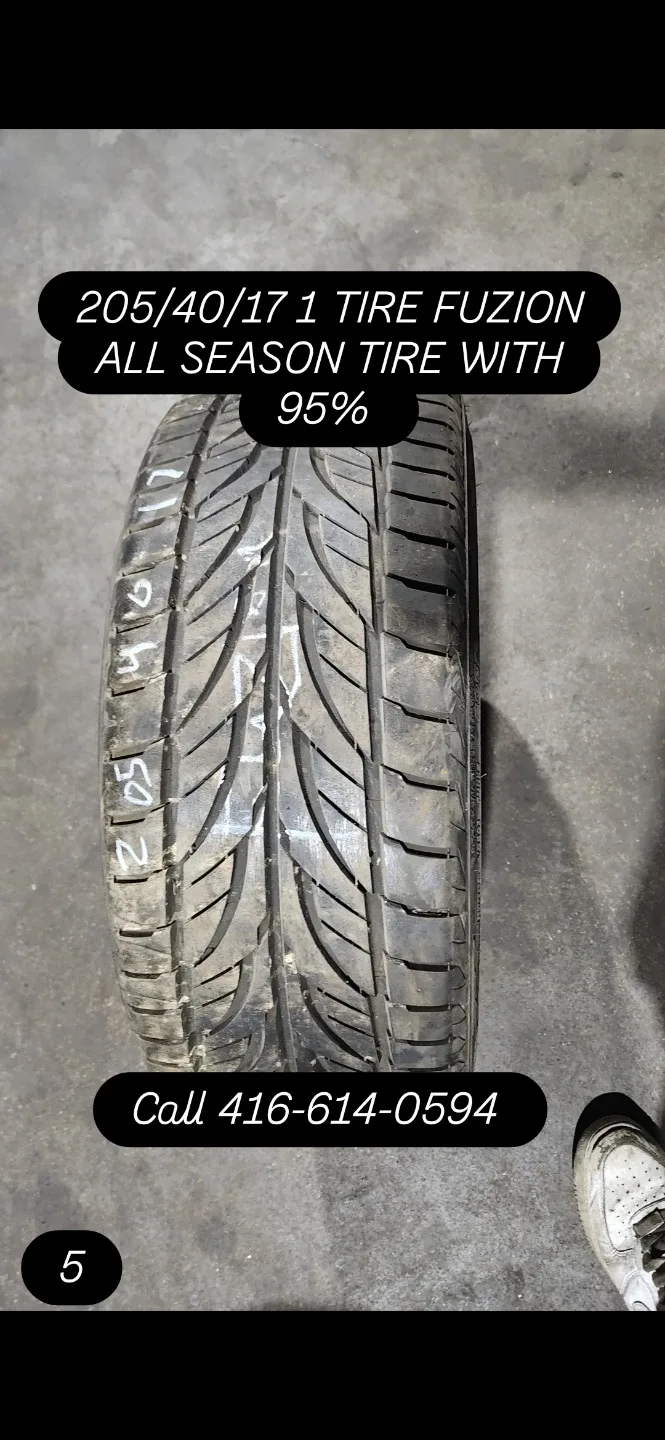205/40/17 Fuzion All Season Tire - 95% Tread thumbnail