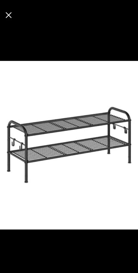 SONGMICS 2-Tier Shoe Rack Bench, Black