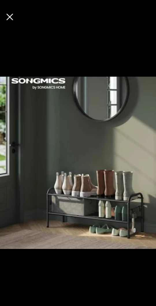 SONGMICS 2-Tier Shoe Rack Bench, Black - photo 2