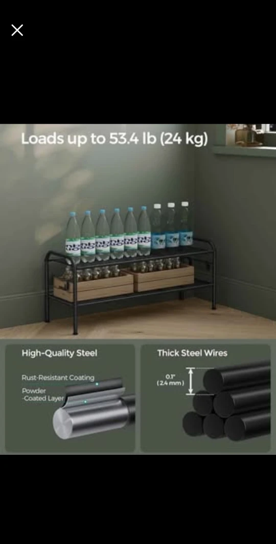 SONGMICS 2-Tier Shoe Rack Bench, Black - photo 4