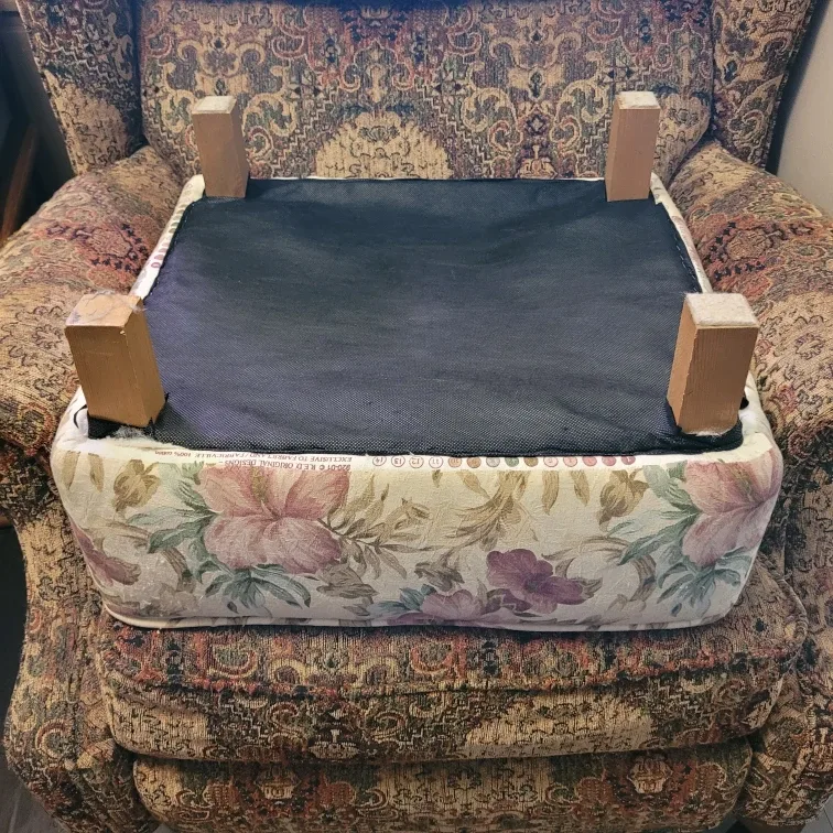 Old Cushion Top Foot Stool 10" tall 21" x 19" image indicator(9)