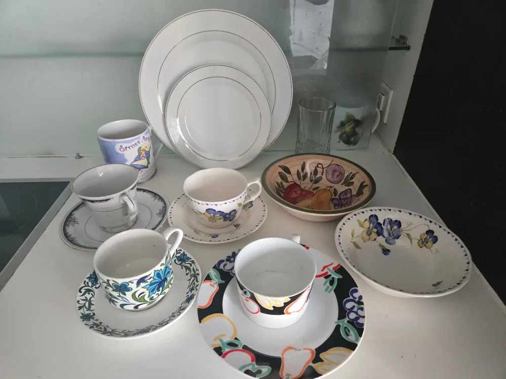 Assorted Dishes and Tea Cups