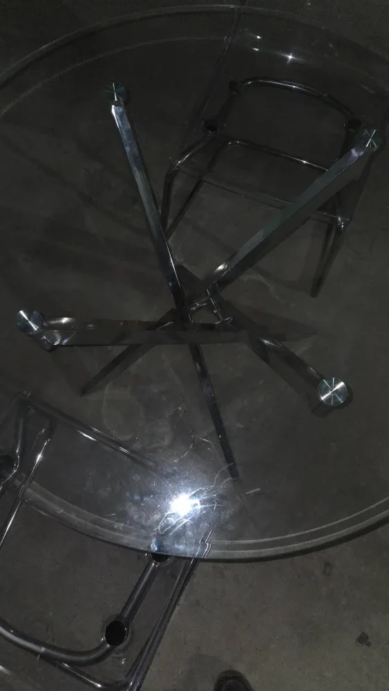 Glass Dining Table with 2 Ghost Chairs - Modern Design image indicator(4)