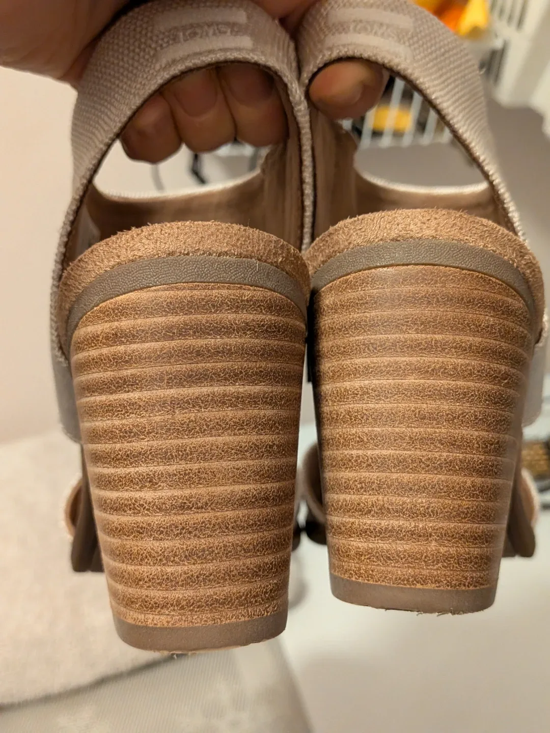 TOMS Women's Beige Heeled Sandals, Size 8 worn once image indicator(7)
