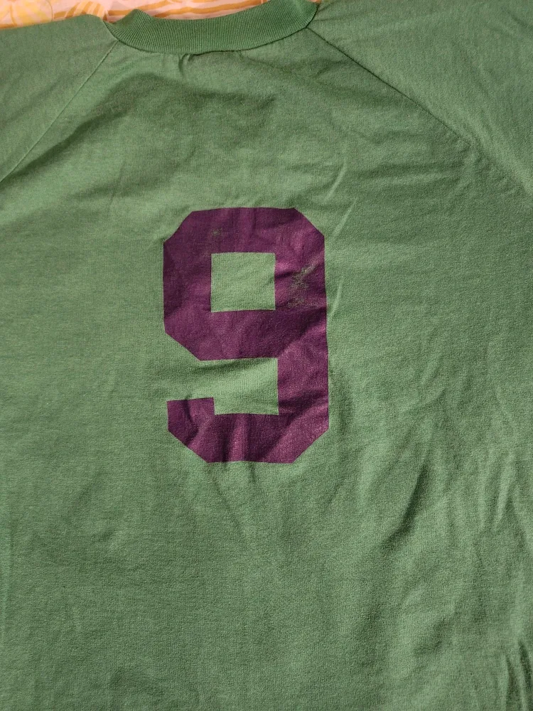Green and purple vintage 90s baseball tee image indicator(4)