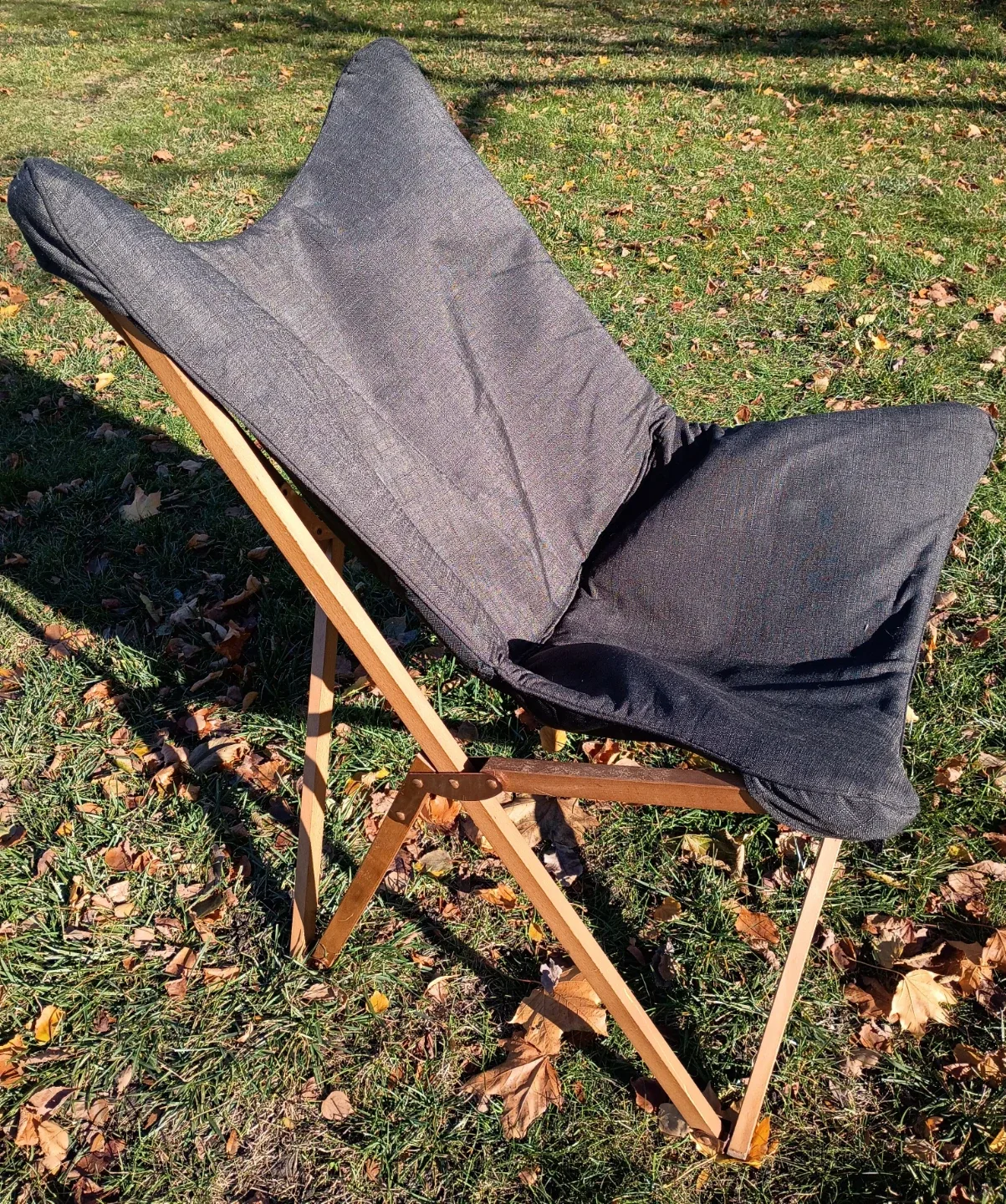 Nate Berkus Padded Butterfly Chair w wood frame - Gray image indicator(2)