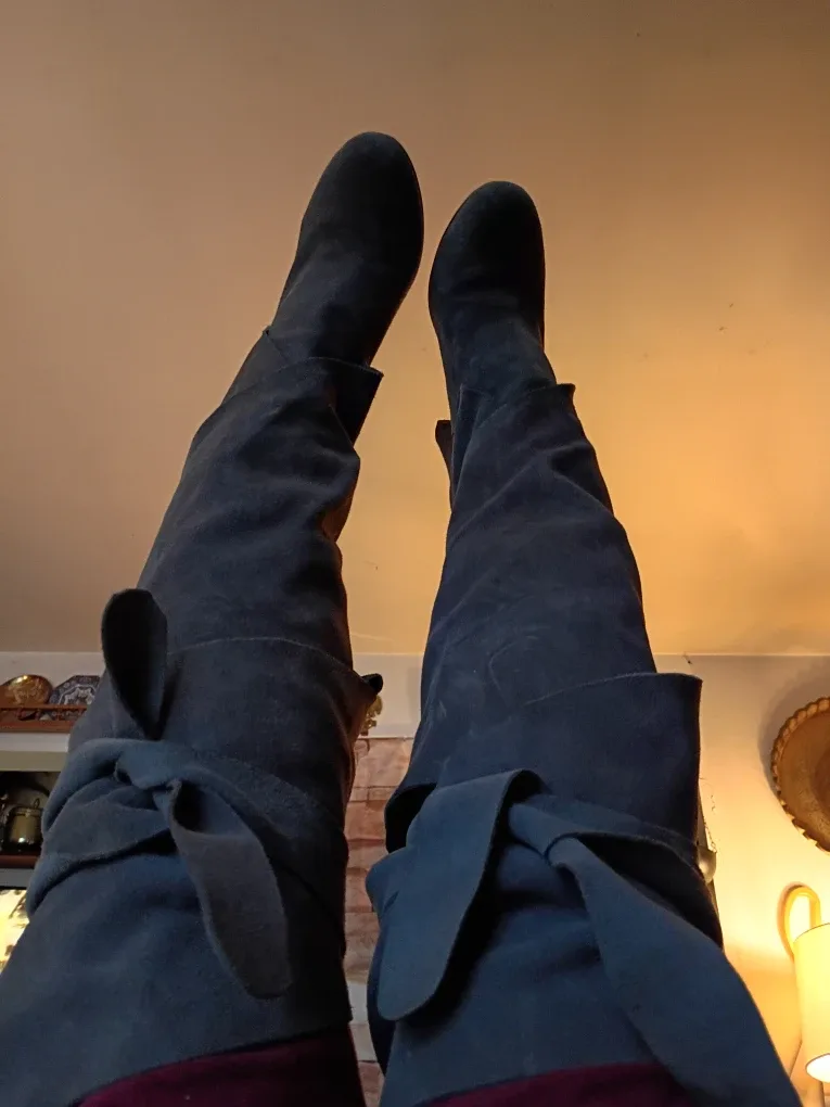 Gray Suede Jeffrey Campbell Libby Wrap Boots sz 7 image indicator(10)