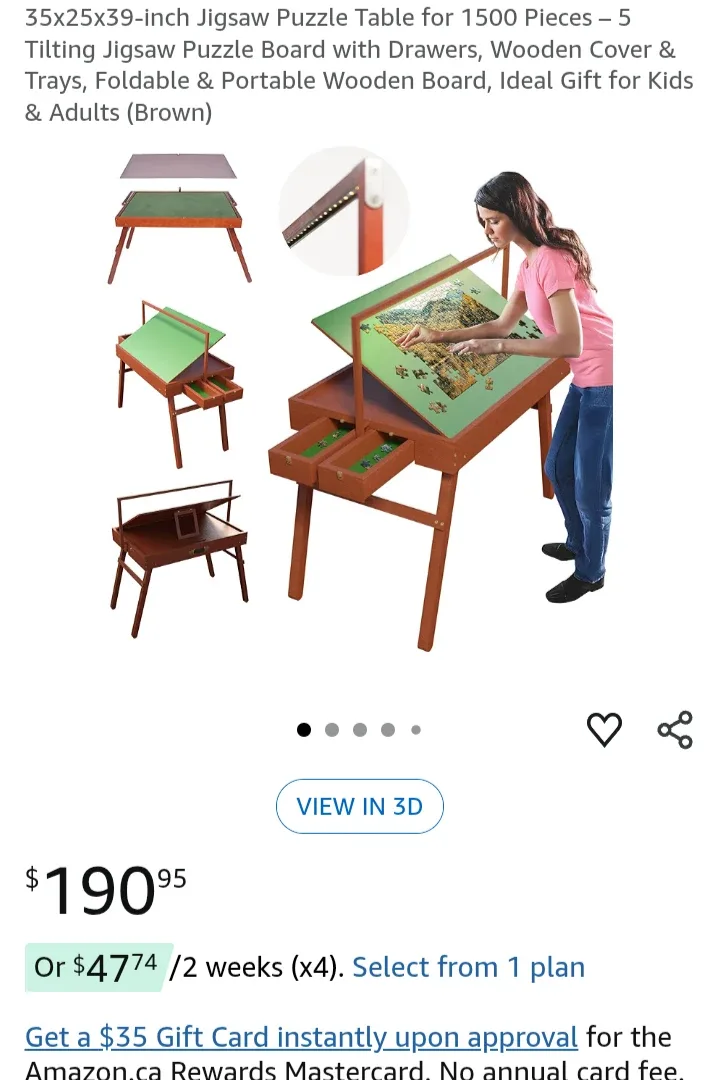 Seveal Tilting Jigsaw Puzzle Table - 1500 Pieces image indicator(2)