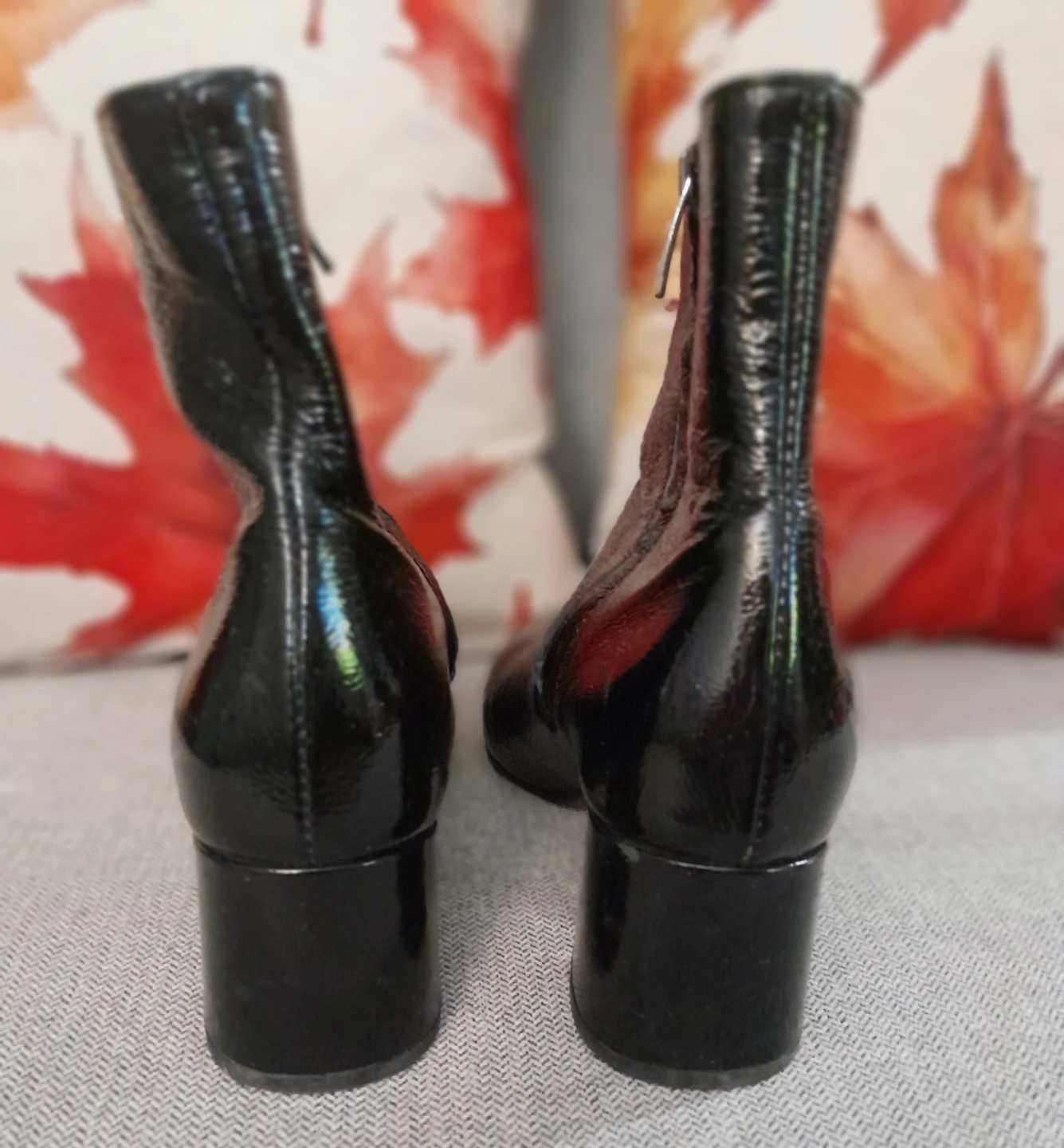 Crinkle Black Leather Ankle Boots - Size 6 - photo 3