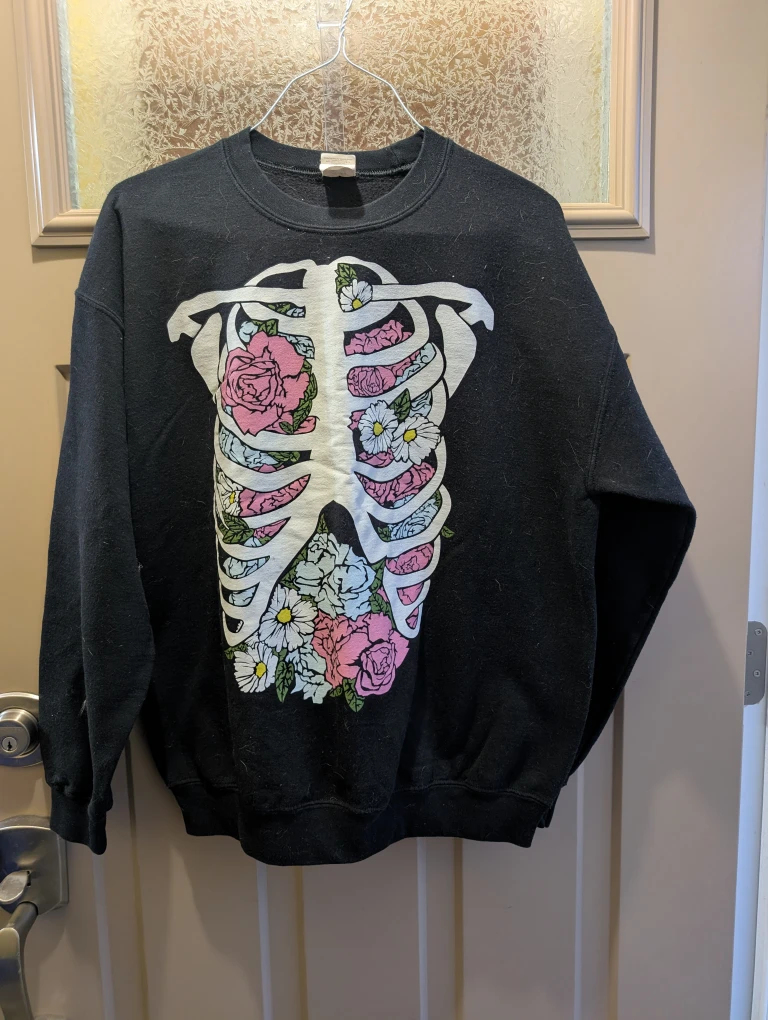 Mens sz lg Skeleton ribs sweatshirt