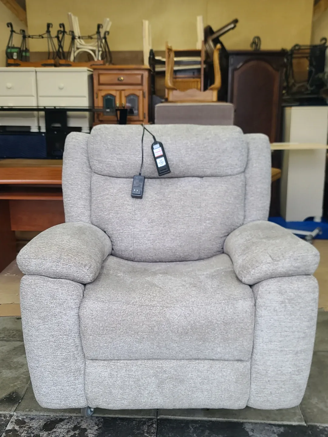 Grey Powered Lift Recliner Chair