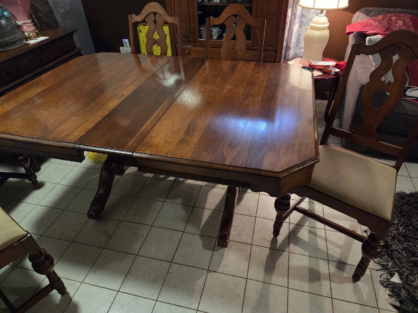 Antique Wooden China Cabinet & Dining Table Set - photo 2