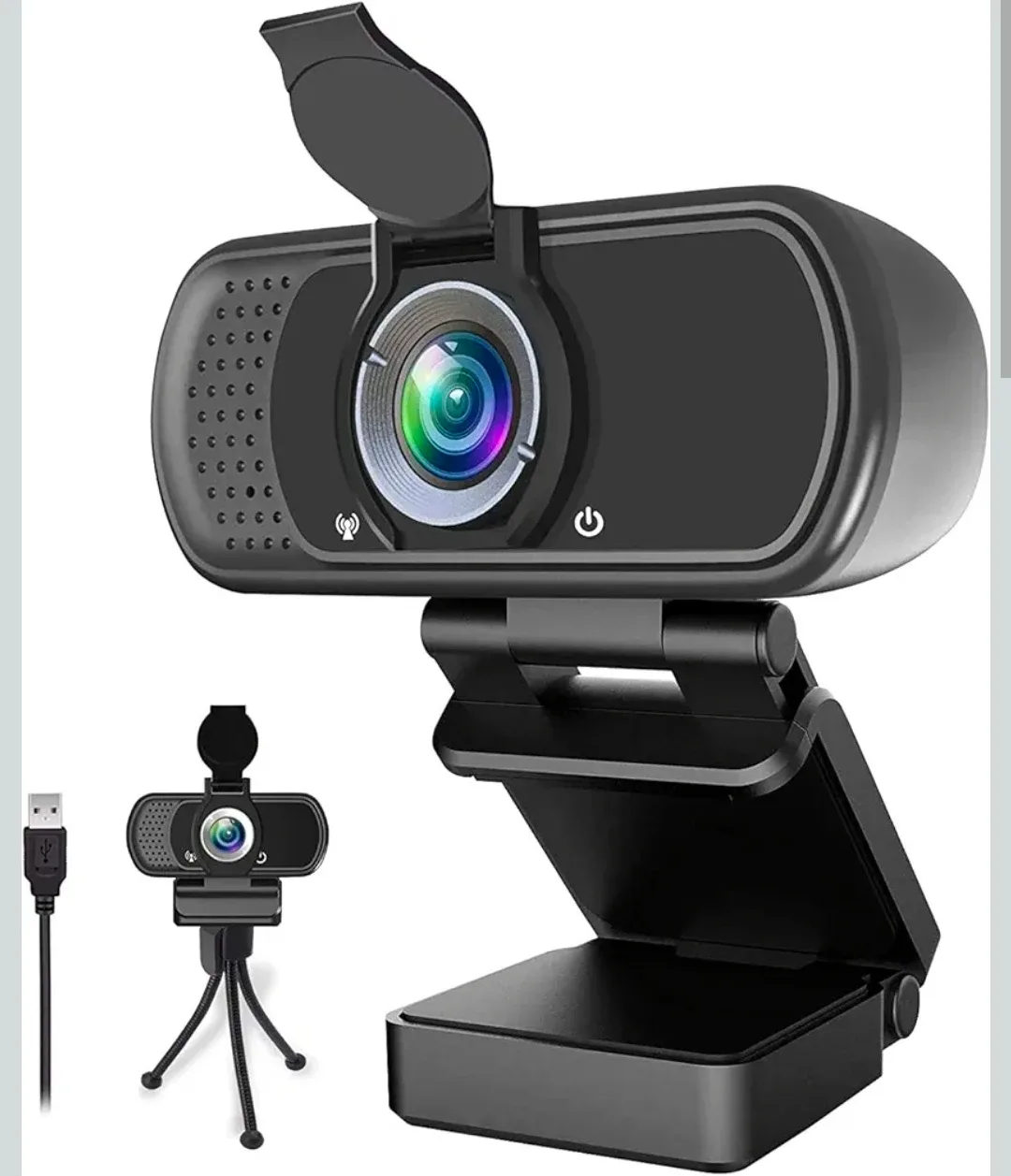 Webcam w noise reduction Mic, 1080p, Tripod