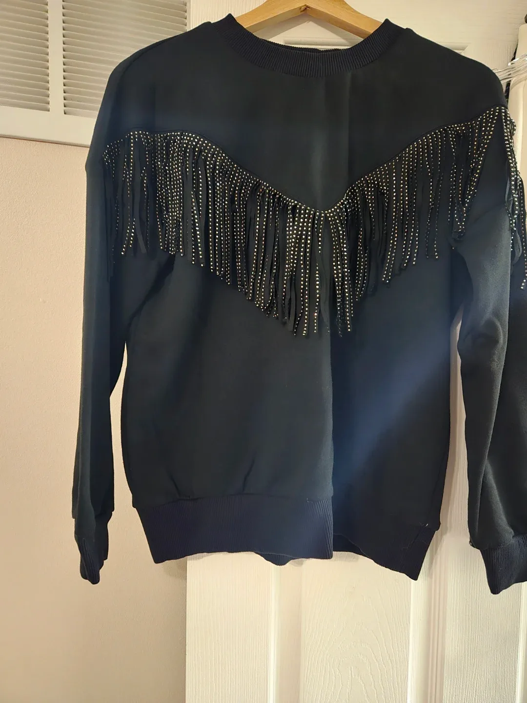 Black Fringe Sweatshirt