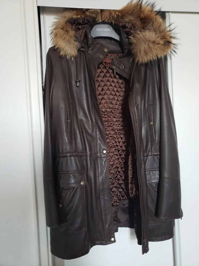 Danier Leather Coat with Fur Hood image indicator(3)
