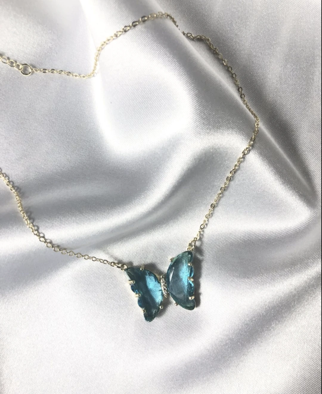 Butterfly Pendant Necklace - Blue