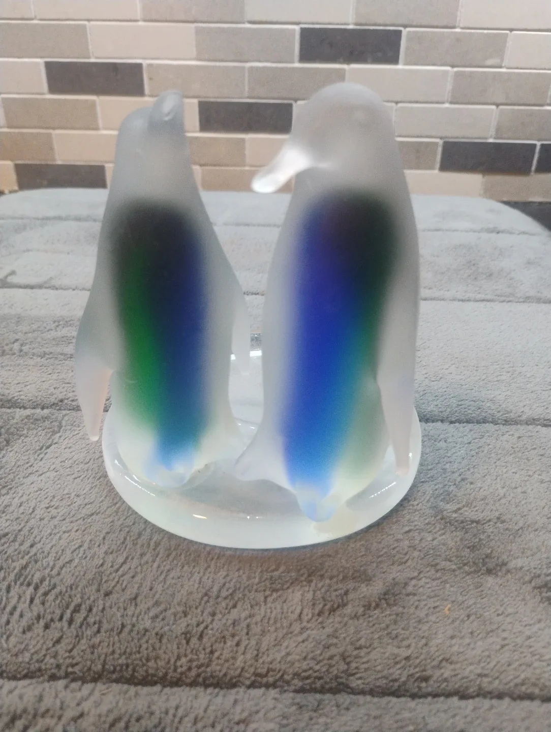 Vintage Glass Penguin Figurine tea light holder. image indicator(3)