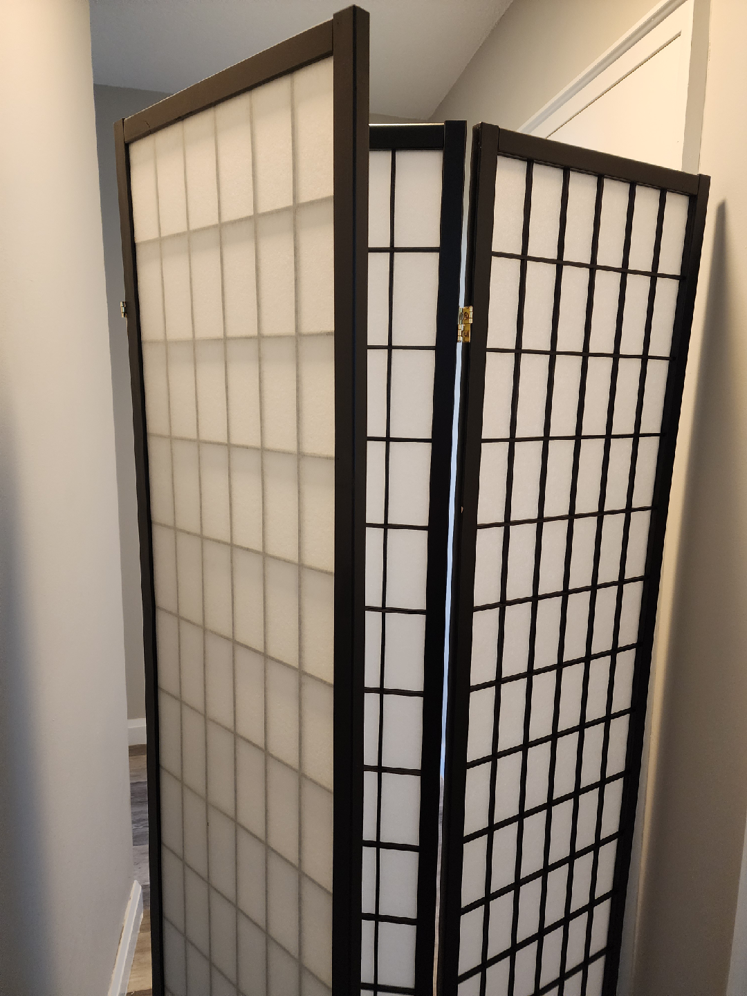 3 Panel Room Divider Screen - Black Frame - photo 3