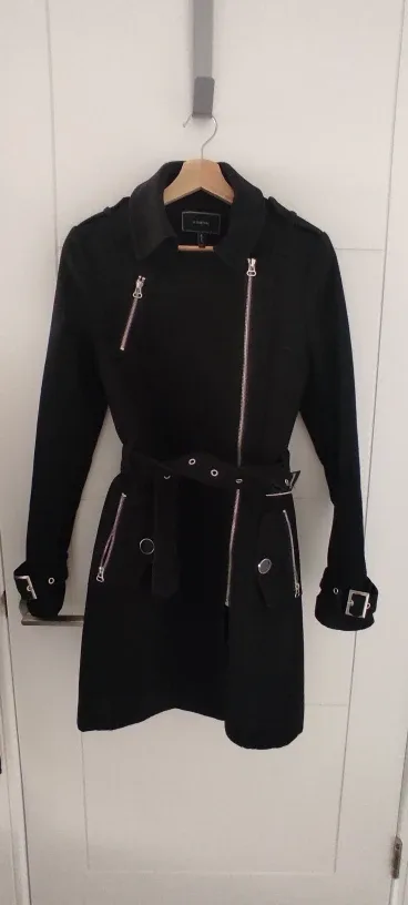 Le Chateau Moto Black Trench Coat - Size P/S image indicator(4)