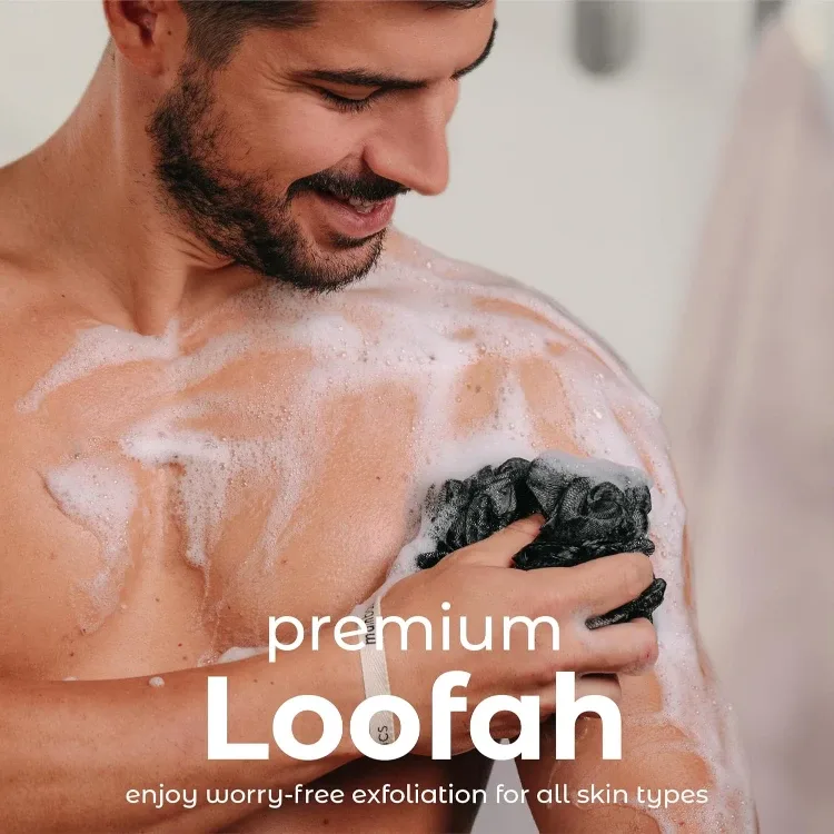 Bath Shower Loofah Sponge Pouf Body Scrubber Exfoliator image indicator(2)