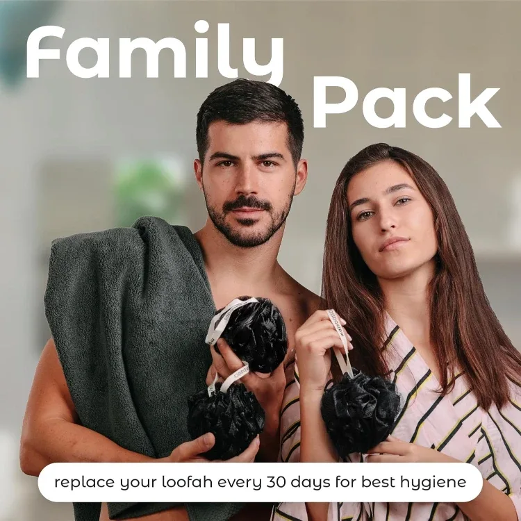 Bath Shower Loofah Sponge Pouf Body Scrubber Exfoliator image indicator(7)