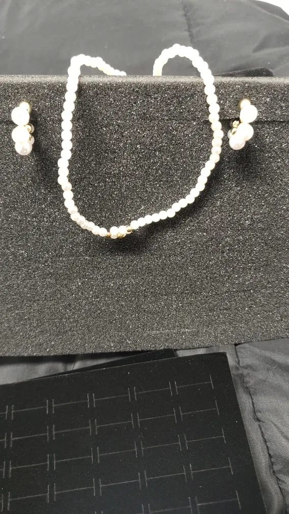 Pearl Necklace and Earrings Set