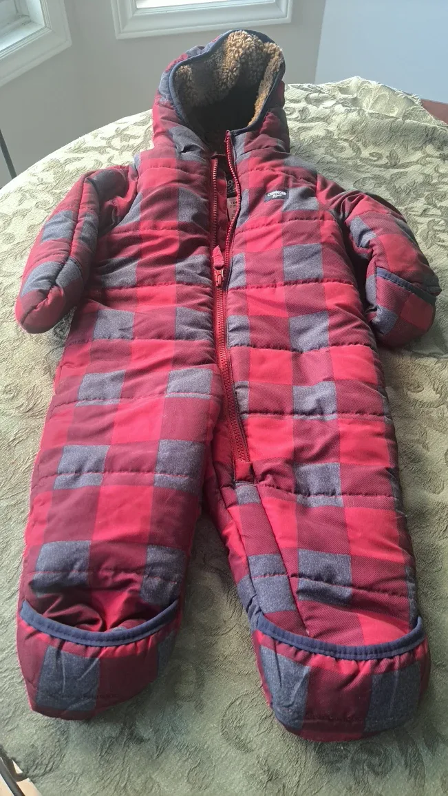 OshKosh B'gosh Red Plaid Snowsuit - Size 12 Months