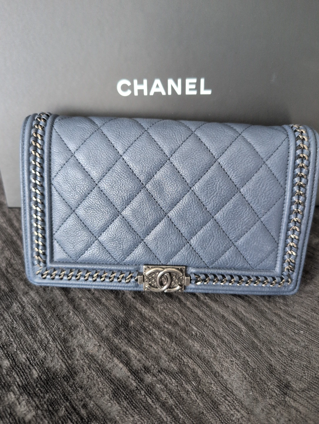 Chanel Boy Wallet on Chain - Light Blue
