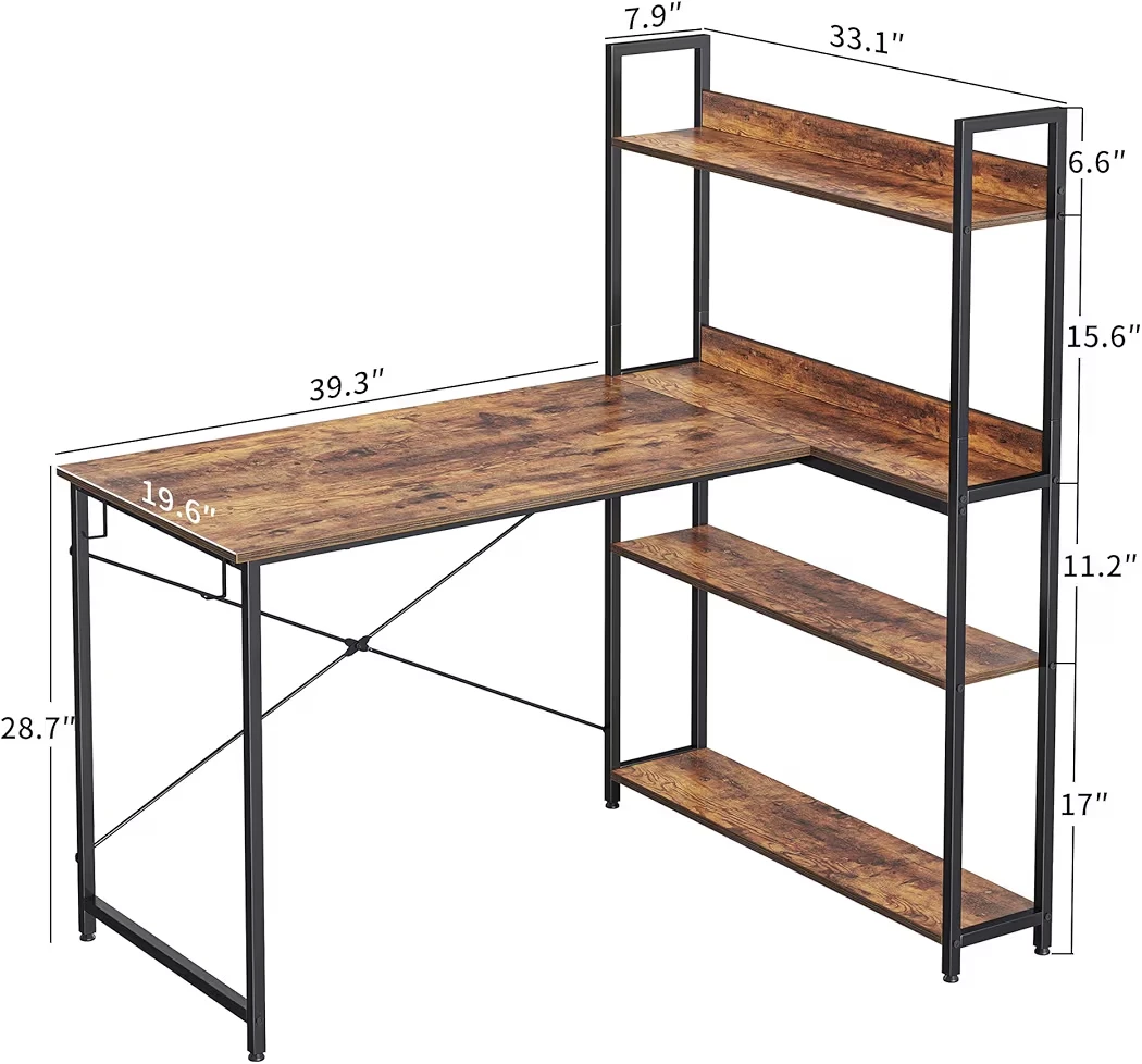 Computer Corner Desk with Storage Shelves, 47 Inch