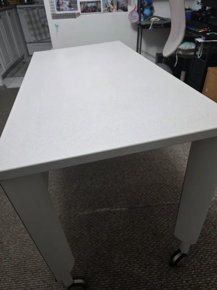White Table with Wheels - photo 2