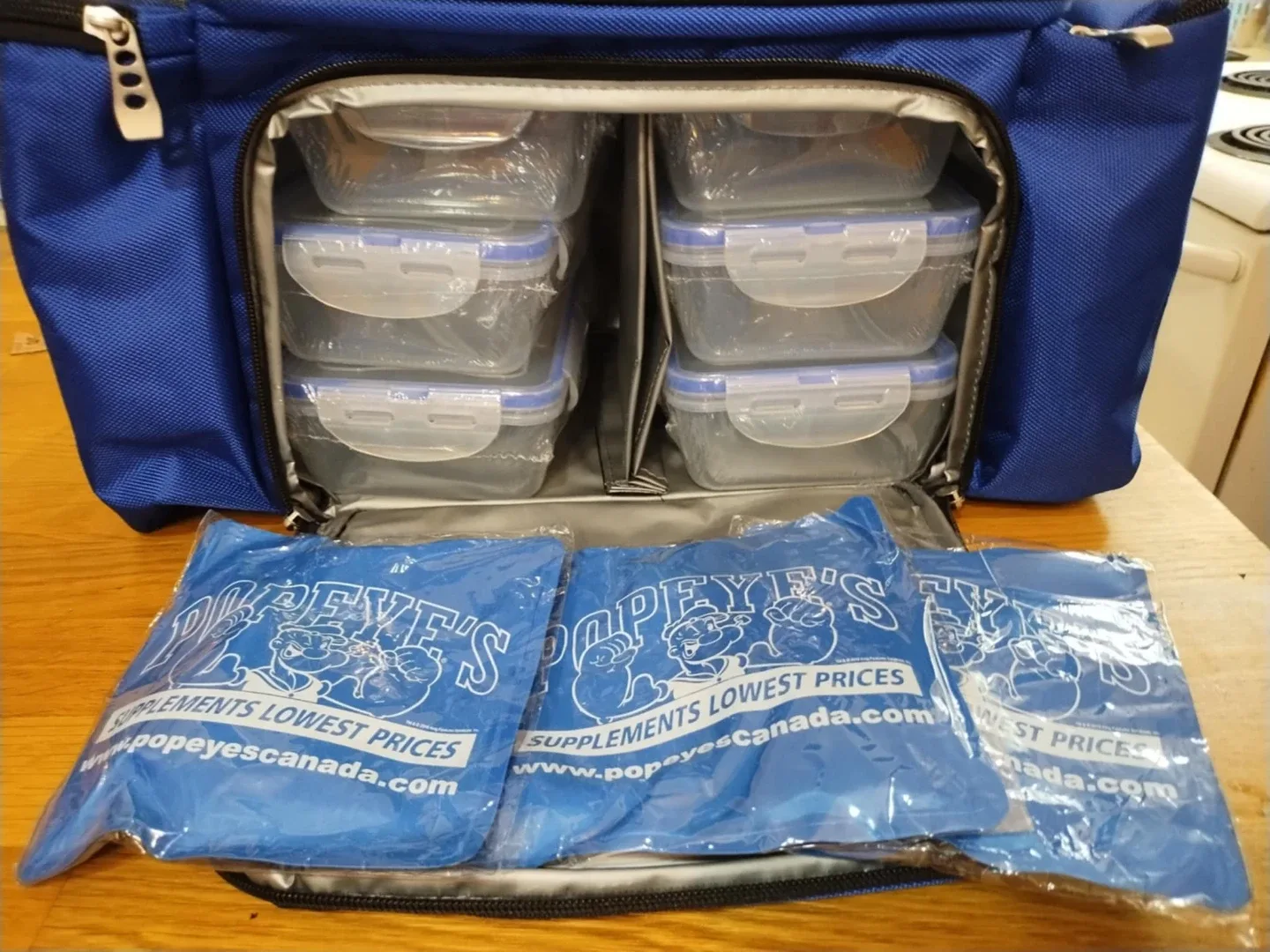 Popeye's Blue Lunch Bag with Containers & Ice Packs image indicator(4)
