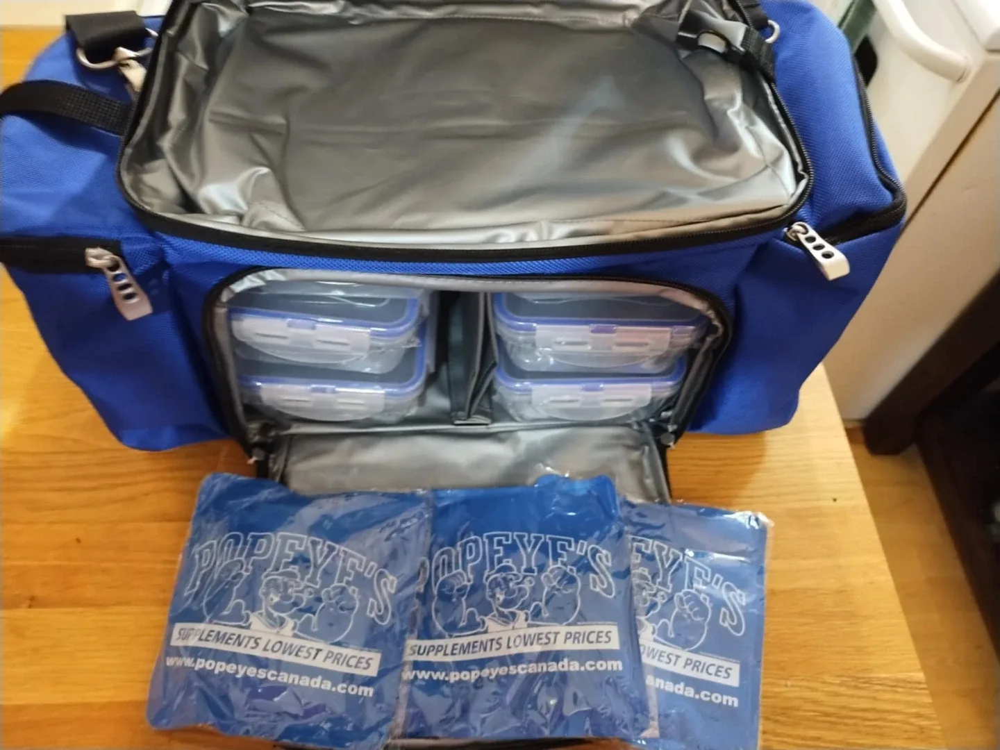 Popeye's Blue Lunch Bag with Containers & Ice Packs image indicator(5)