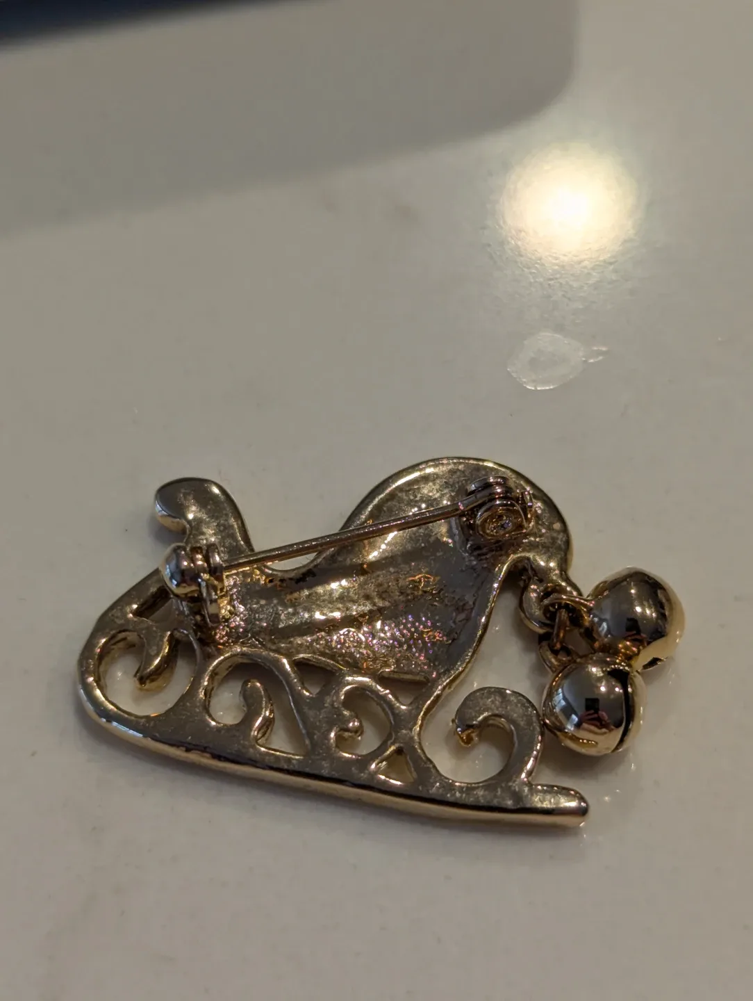 Vintage Christmas Sleigh Pin with Bells image indicator(3)