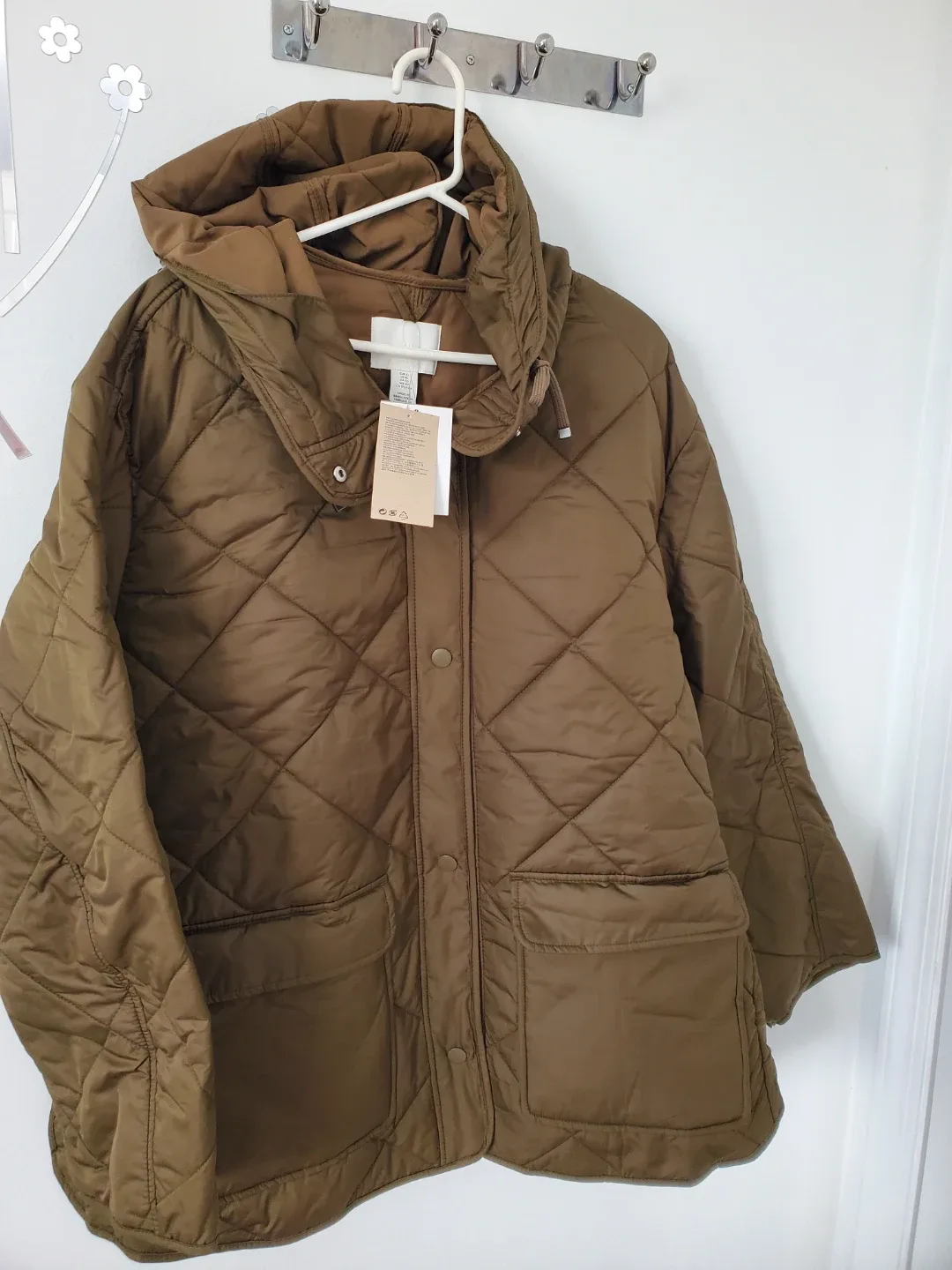 H&M Quilted Jacket - XL - Olive Green