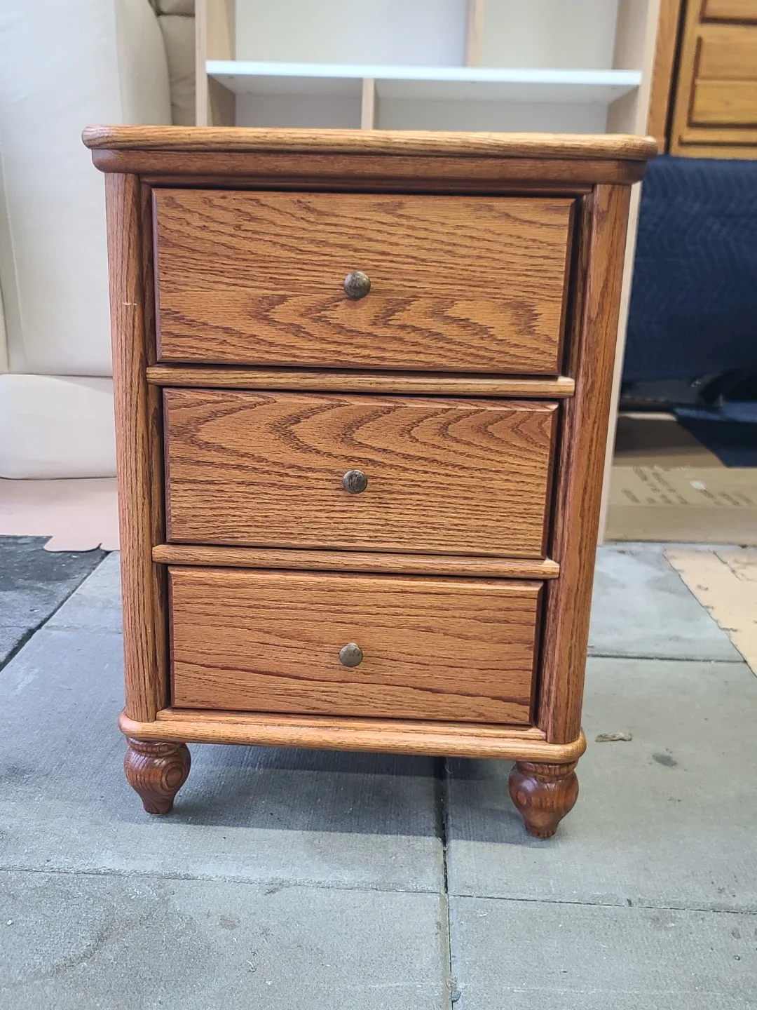 Oak Wood 3-Drawer Bedside Table