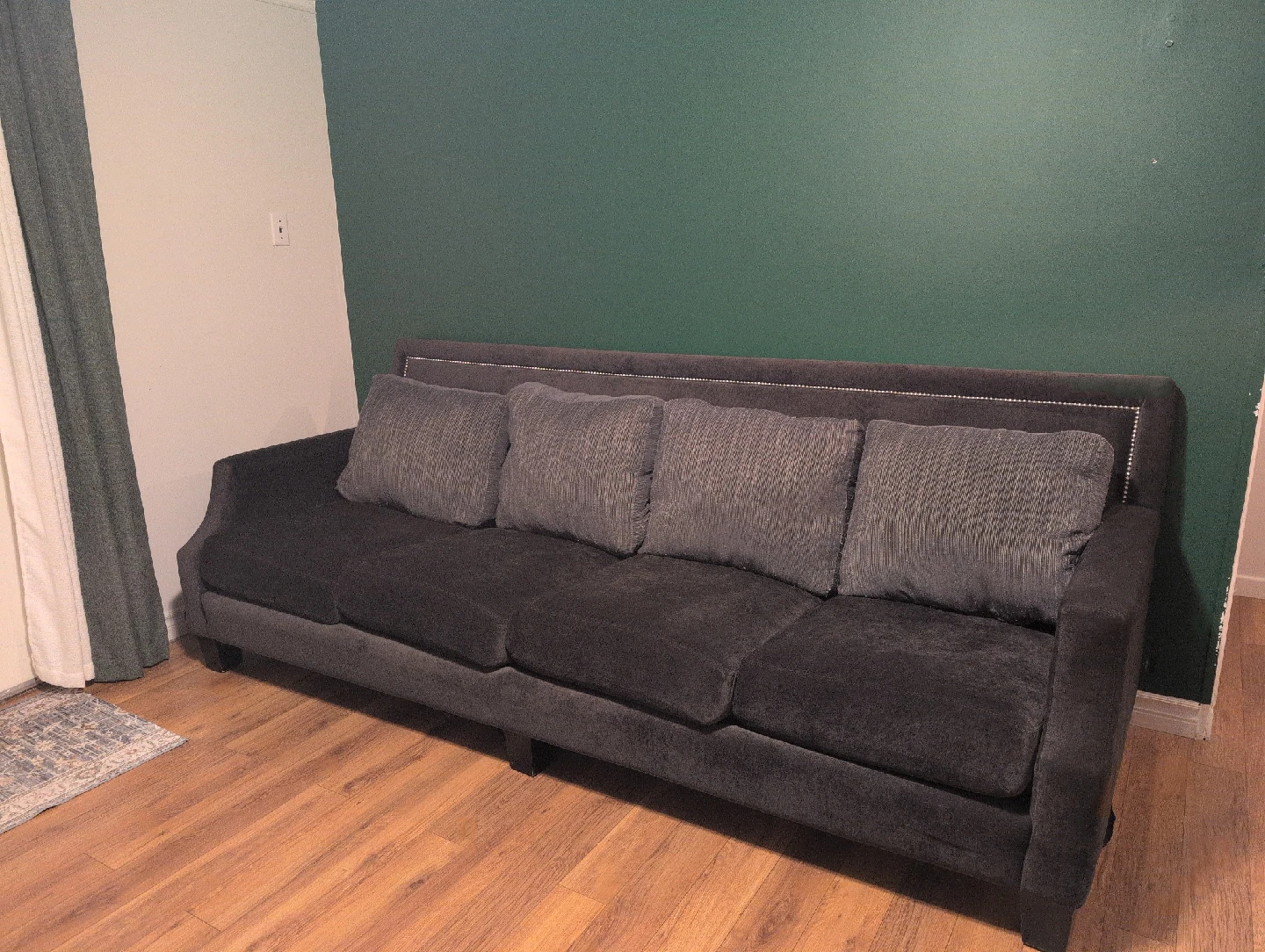 Dark Grey Sofa with Nailhead Trim - photo 2