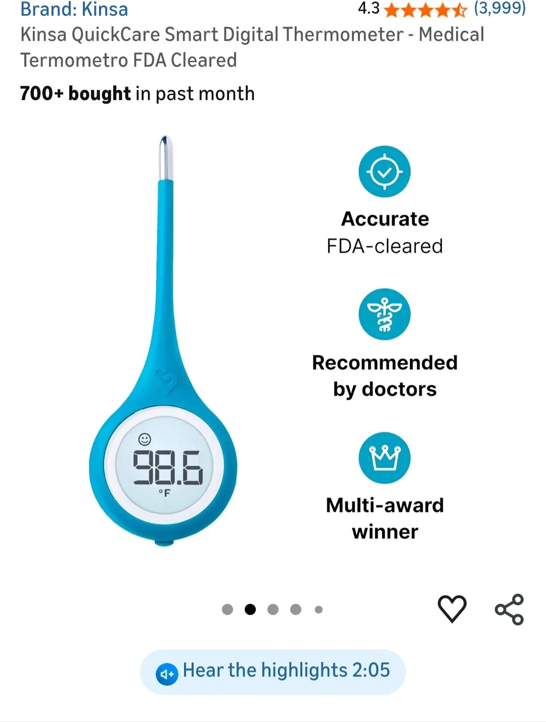 Bluetooth thermometer kinsa unopened