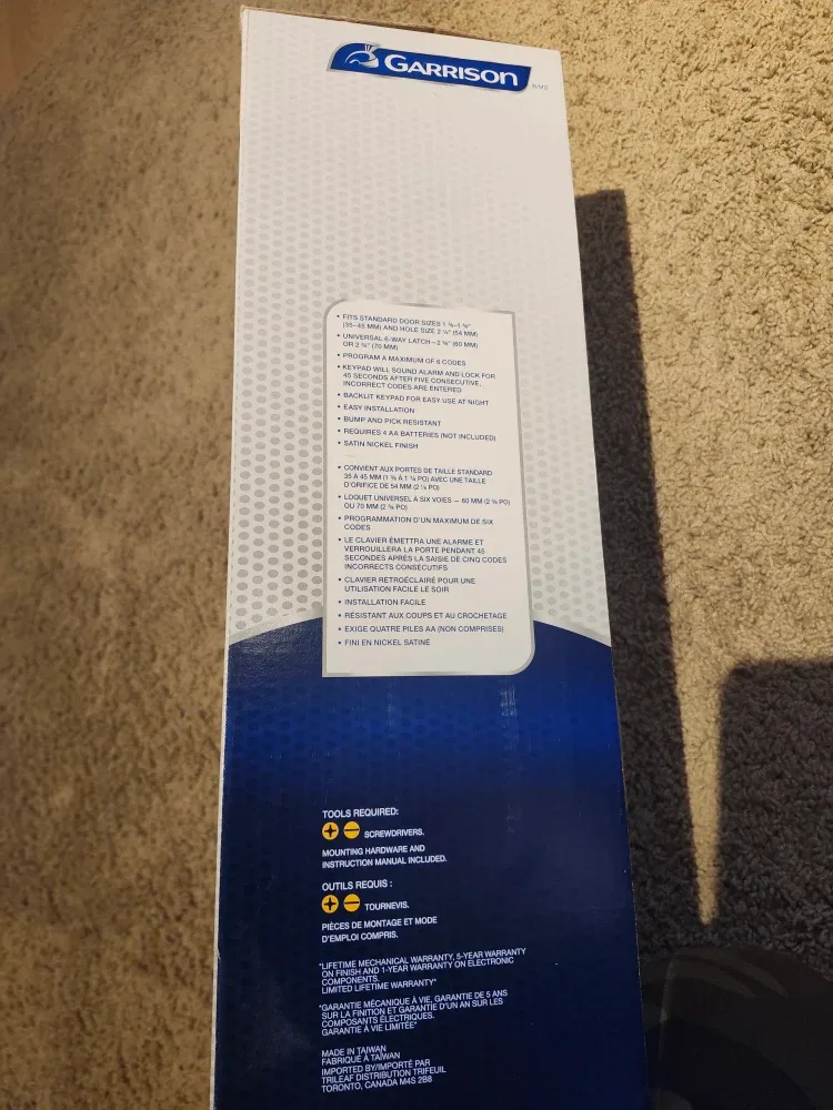 New Garrison Electronic Deadbolt Handle Set image indicator(2)