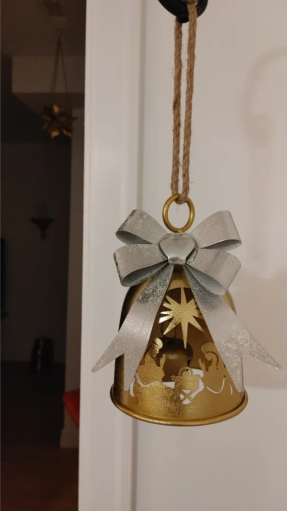 Gold Christmas Bell Ornament New
