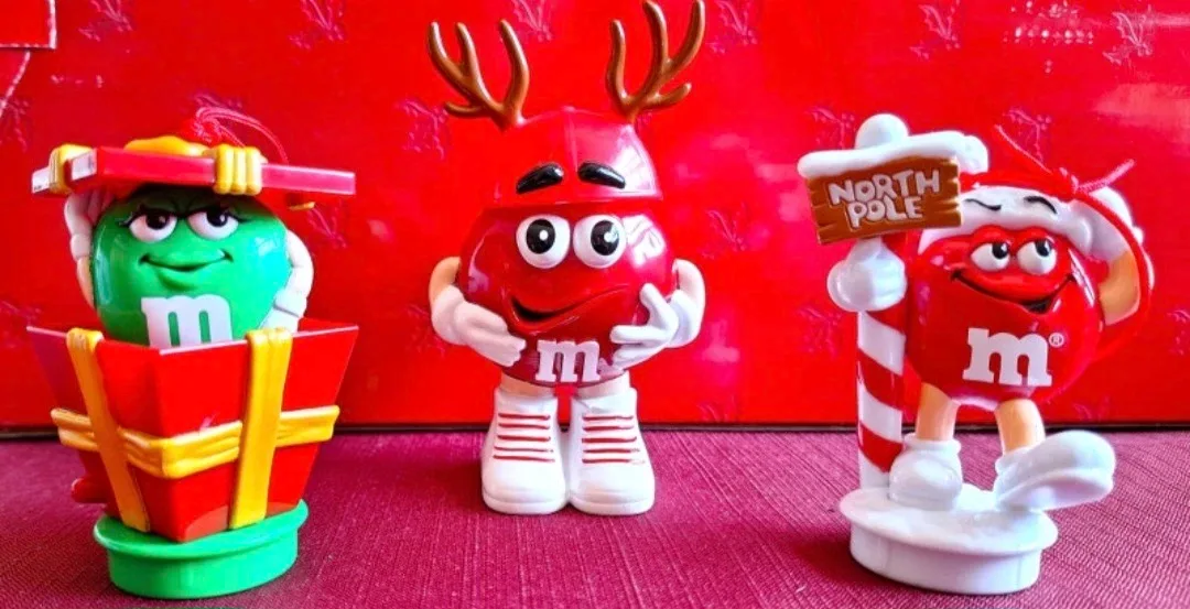 Lot of Three ( 3 ) M&M Christmas Ornaments - M&M Jack in the Box