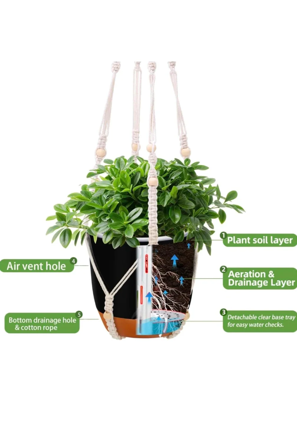 Hanging Planter Pot with Rope image indicator(4)