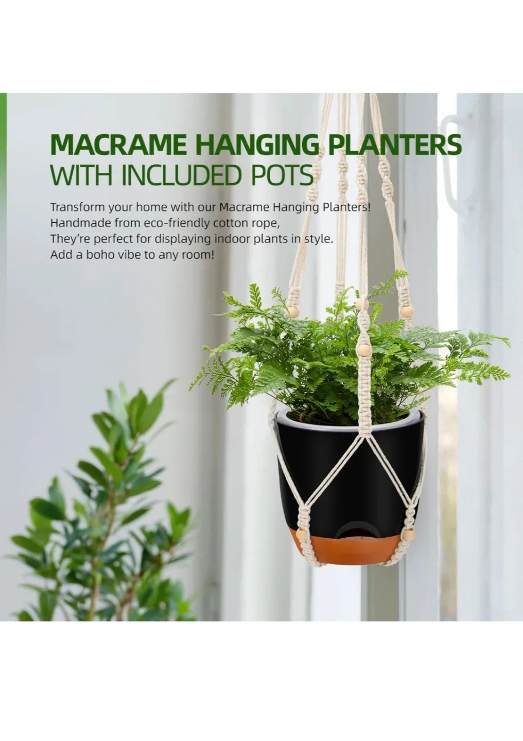 Hanging Planter Pot with Rope image indicator(6)